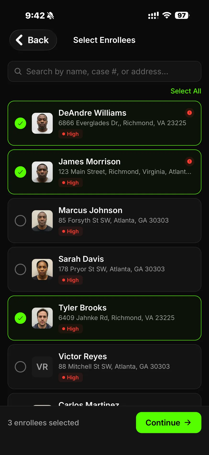 Select enrollees